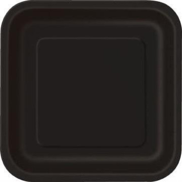 Lot de 8 assiettes à dessert réutilisables carrées noir 16,5 cm