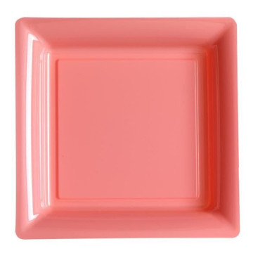 Lot de 8 assiettes à dessert réutilisables carrées rose pâle 16,5 cm