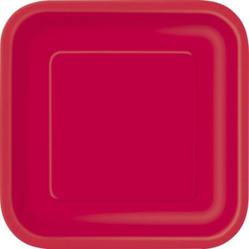 Lot de 8 assiettes à dessert réutilisables carrées rouge 16,5 cm