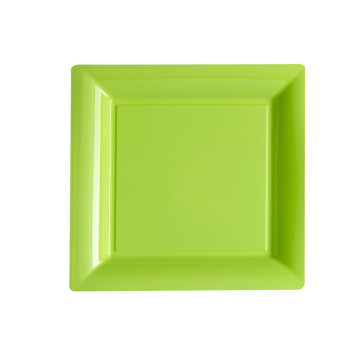 Lot de 8 assiettes à dessert réutilisables carrées vert anis 16,5 cm