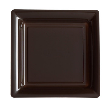 Lot de 8 assiettes réutilisables carrées chocolat 21,5 cm