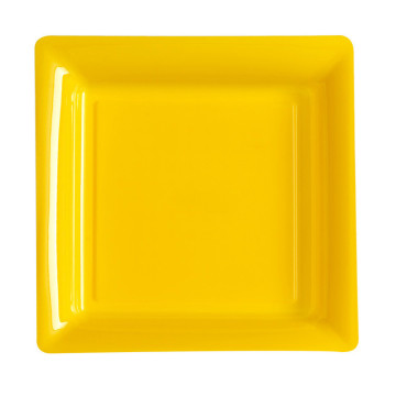 Lot de 8 assiettes réutilisables carrées jaune 21,5 cm