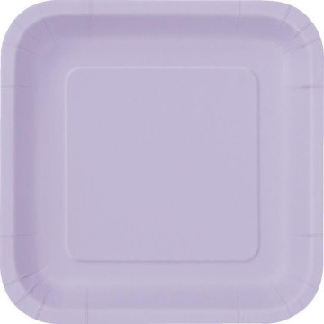 Lot de 8 assiettes réutilisables carrées lilas 21,5 cm