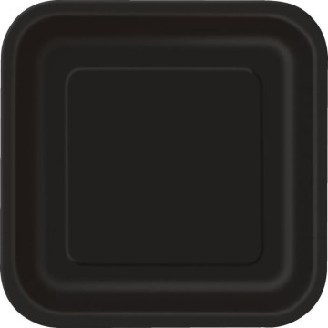 Lot de 8 assiettes réutilisables carrées noir 21,5 cm
