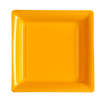 Lot de 8 assiettes réutilisables carrées orange 21,5 cm