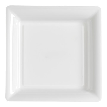 Lot de 8 assiettes plastiques réutilisables carrées blanc 30,5 cm