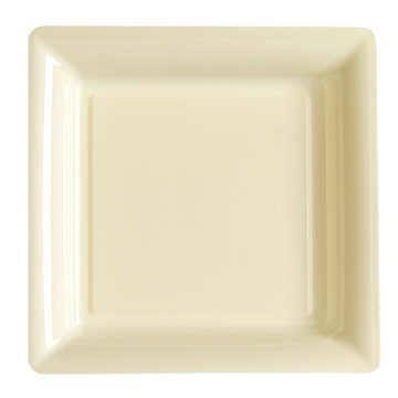 Lot de 8 assiettes plastiques réutilisables carrées ivoire 30,5 cm