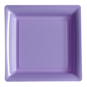 Lot de 8 assiettes plastiques réutilisables carrées lilas 30,5 cm
