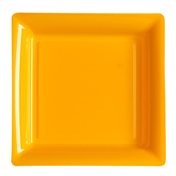 Lot de 8 assiettes plastiques réutilisables carrées orange 30,5 cm