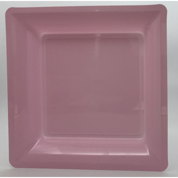 Lot de 8 assiettes plastiques réutilisables carrées rose pâle 30,5 cm