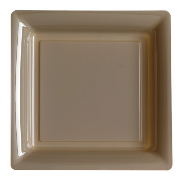 Lot de 8 assiettes plastiques réutilisables carrées taupe 30,5 cm