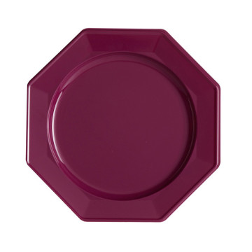 Lot de 8 assiettes jetables octogonales aubergine 24 cm