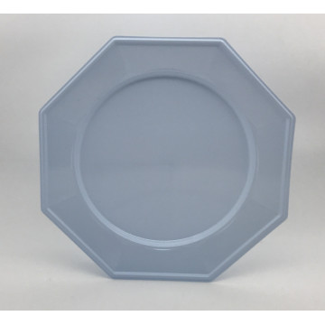 Lot de 8 assiettes plastiques réutilisables octogonales bleu ciel 24 cm