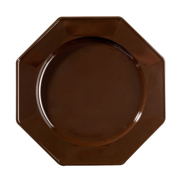 Lot de 8 assiettes plastiques réutilisables octogonales chocolat 24 cm