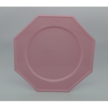 Lot de 8 assiettes plastiques réutilisables octogonales rose pale 24 cm