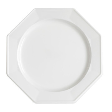 Lot de 8 assiettes plastiques réutilisables octogonales blanches 31 cm