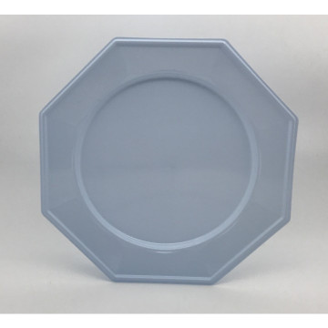Lot de 8 assiettes plastiques réutilisables octogonales bleu ciel 31 cm
