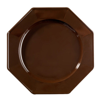 Lot de 8 assiettes plastiques réutilisables octogonales chocolat 31 cm