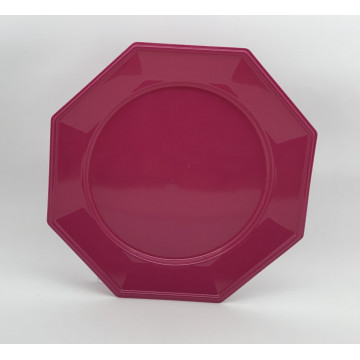 Lot de 8 assiettes plastiques réutilisables octogonales framboise 31 cm