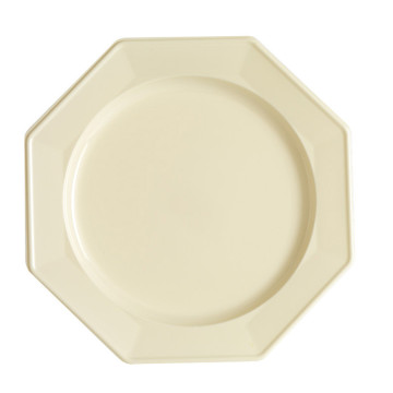 Lot de 8 assiettes plastiques réutilisables octogonales ivoire 31 cm