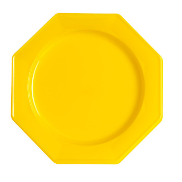 Lot de 8 assiettes plastiques réutilisables octogonales jaune 31 cm