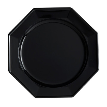 Lot de 8 assiettes plastiques réutilisables octogonales noir 31 cm