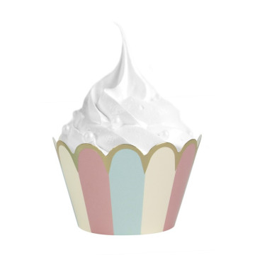 Lot de 6 cupcakes en carton multicolores 6,1 x 4,4 cm