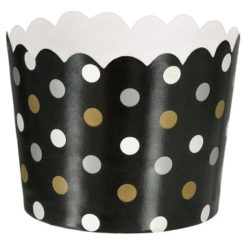 Lot de 36 cupcakes en carton noir à pois 6,1 x 4,4 cm