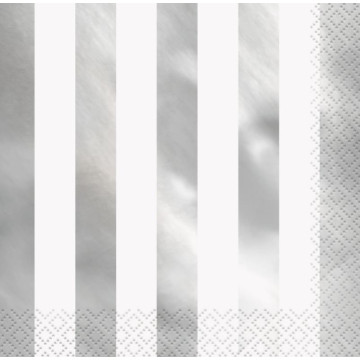 Lot de 16 serviettes intissé Entrelacs argent 33 x 33 cm