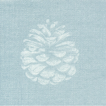 Lot de 20 serviettes intissé Pomme de pin argent 25 x 25 cm