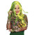 Perruque Laurel 4 tons jaune/vert/violet/rouge avec feuilles Perruque Laurel 4 tons jaune/vert/violet/rouge avec feuilles