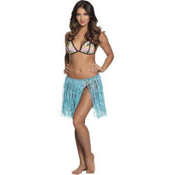 Jupe hawaienne raphia bleu  40 cm