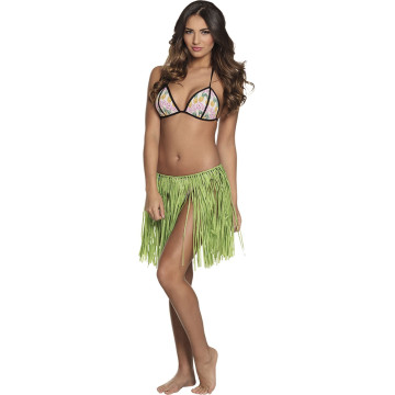 Jupe hawaienne raphia vert 40 cm