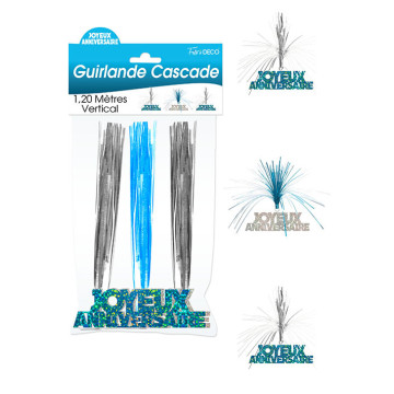 Guirlande Cascade Joyeux Anniversaire bleue