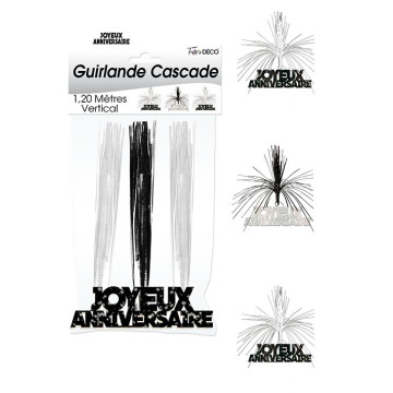 Guirlande Cascade Joyeux Anniversaire noire