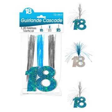 Guirlande Cascade 18 ans Hologramme bleue