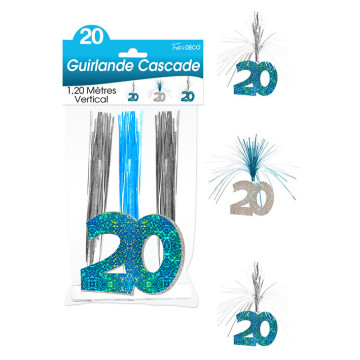 Guirlande Cascade 20 ans Hologramme bleue