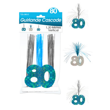 Guirlande Cascade 80 ans Hologramme bleue