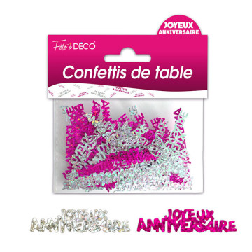 Confettis de table Joyeux Anniversaire roses