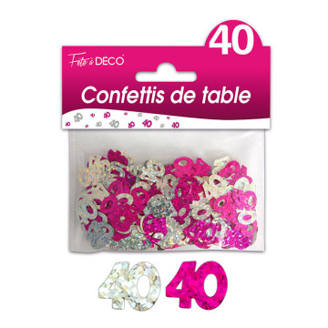 Confettis de table 40 ans Hologramme Rose argent