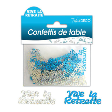 Confettis de table Vive la Retraite bleus argent