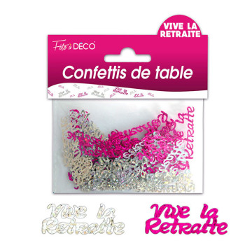 Confettis de table Vive la Retraite roses argent