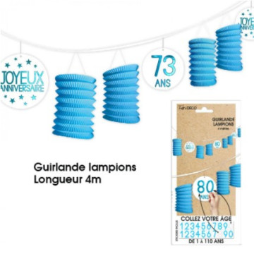 Guirlande Fil 80 ans Hogramme bleue