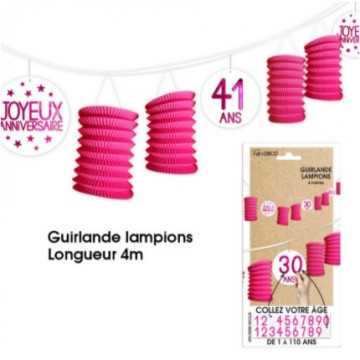 Guirlande Fil 80 ans Hogramme rose