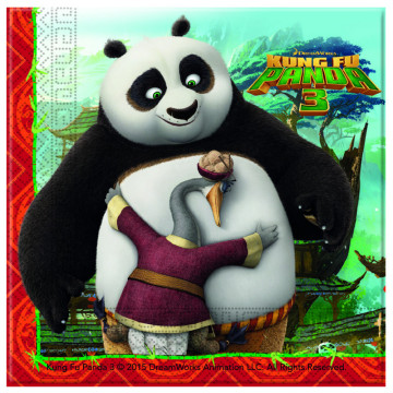 Lot de 20 serviettes jetables Kung Fu Panda 33 x 33 cm