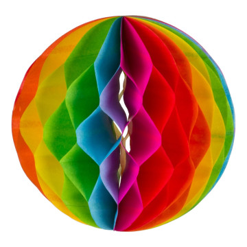 Lot de 5 Boules alvéolées Arc en ciel 10 cm