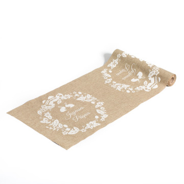 Chemin de table lin Joyeuses Pâques 28 cm x 5 m