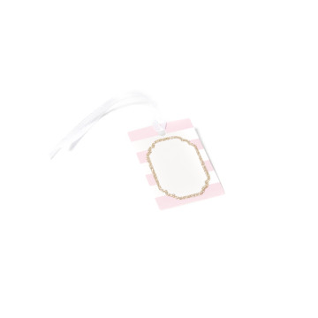 Lot de 10 étiquettes Baby rose/blanc pailleté champagne 6 x 4 cm