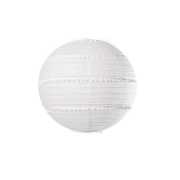 Lanterne pompons blancs 35 cm