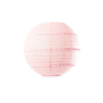 Lanterne pompons roses 35 cm